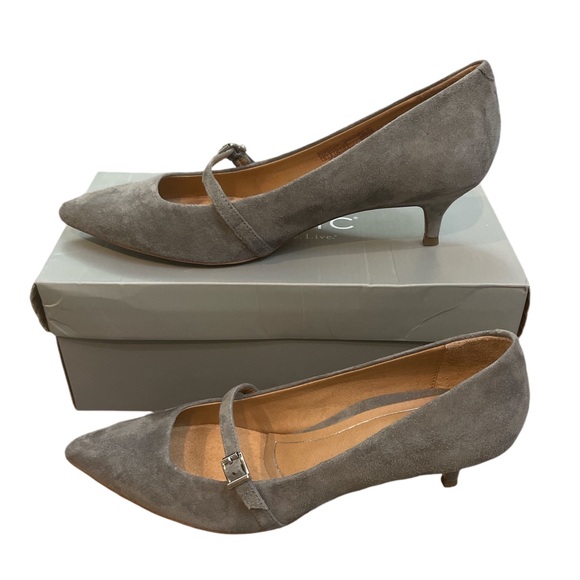 Vionic Shoes - Vionic Minnie Kitten Heel Mary Jane Suede Charcoal Gray Size 10